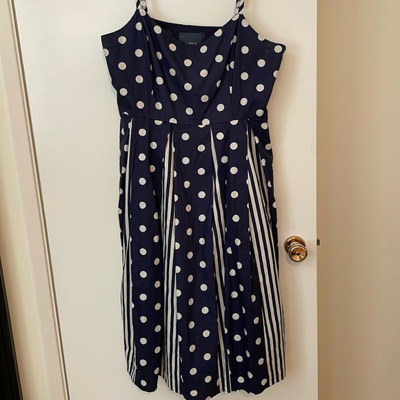 Modcloth Celebrated Style Fit and Flare Midi Dress Striped Polka Dot. like new! - Picture 2 of 6